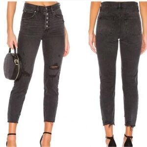 Free People Blossom Rigid Jean in Black Distressed New NWT Size 26
